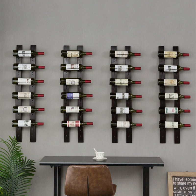 DCIGNA Wall Mounted Wine Rack, Barrel Stave Wine Rack, Imported Pine Wood and Metal Wine Bottle Holder Rack - 6 Bottles 40x7.6inch (Red Wine Color) - Image 5